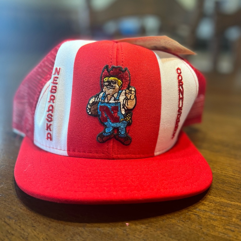 Vintage AJD Lucky Stripes Nebraska Cornhuskers Herbie SnapBack Trucker Hat